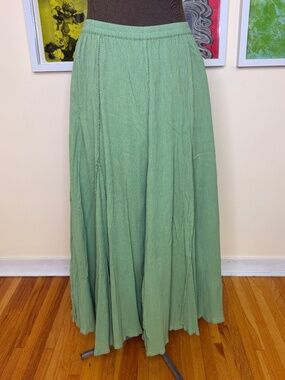 Sage Green Boho Maxi Skirt – Fairycore Flowing Tiered Statement Piece